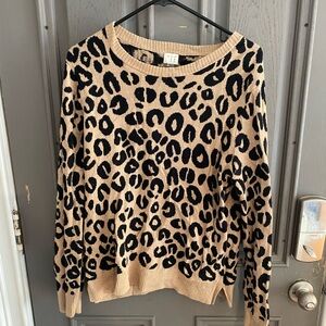 Leopard Print Sweater - Tan and Black